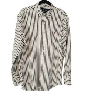 Polo Ralph Lauren Shirt Sz 16L Men's White Blue Stripes‎